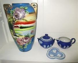 Large hand painted vase, Wedgewood