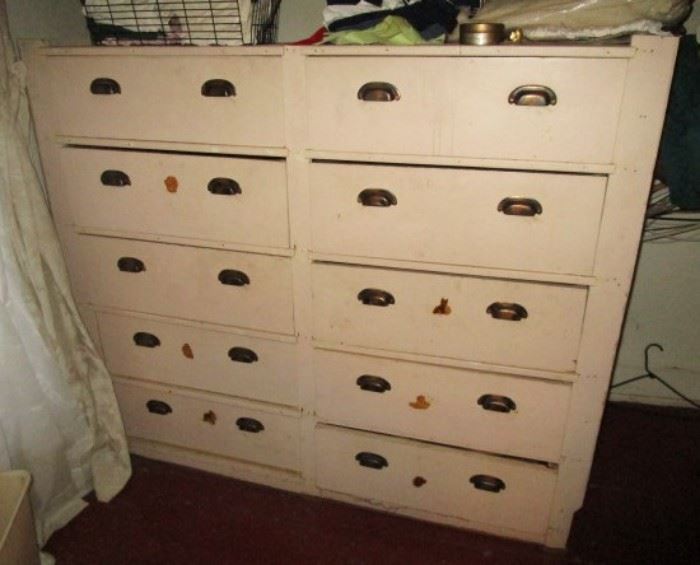 Large antique 10 drawer cabinet, looks like it could have been used in a store