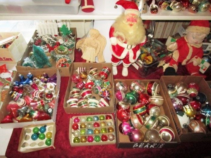 Many vintage Christmas glass & mercury glass balls