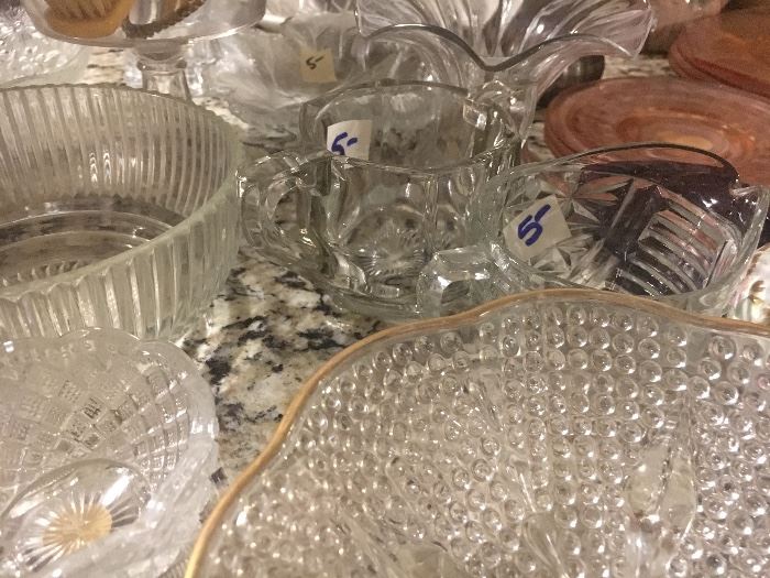 Crystal plates, cups, saucers, pitchers & bowls! $5 each