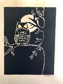 Vintage Owl, ready to frame, by Chantal - 1975