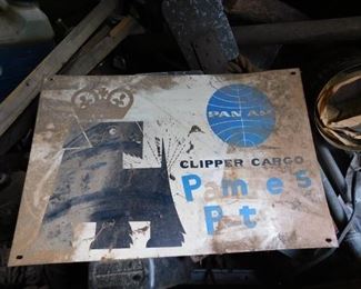 Small Old Metal PAN AM Clipper Cargo Sign