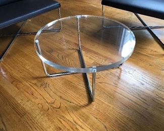 Minotti lucite and chrome cocktail table. 