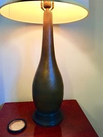 Mid century cermic lamp with metal base x 2