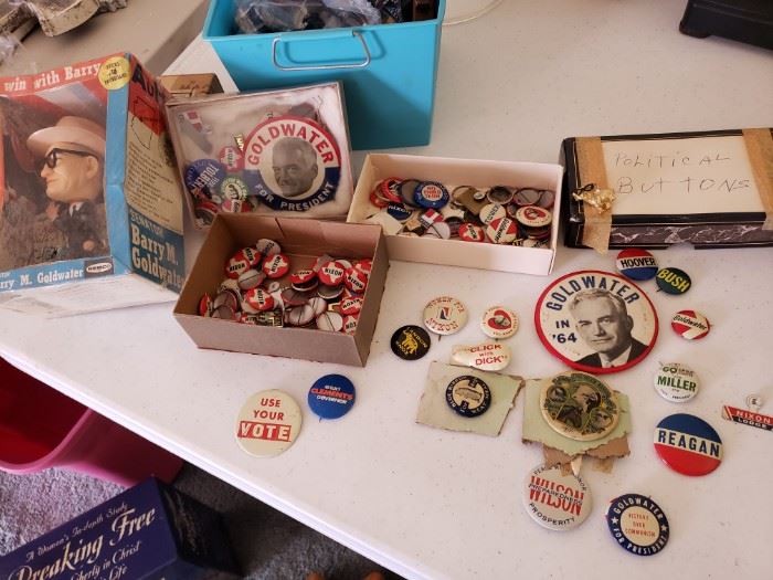 political buttons, Nixon Goldwater and older