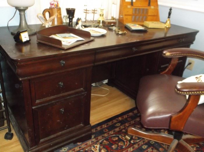 Large mahogany office desk