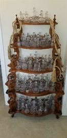 100 Cruets Aged from Empire Revival in 1810 to mid 1950's. The What-not shelf unit is super unique and the price by owner request is $250 and NOT subject to 1/2 price