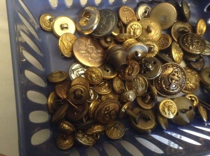 Vintage Button's many Military