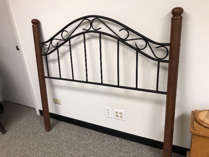 QUEEN headboard, wrought iron & wood