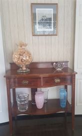 Antique inlaid serving table