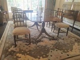 Set of six side chairs, two upholstered end chairs as well 