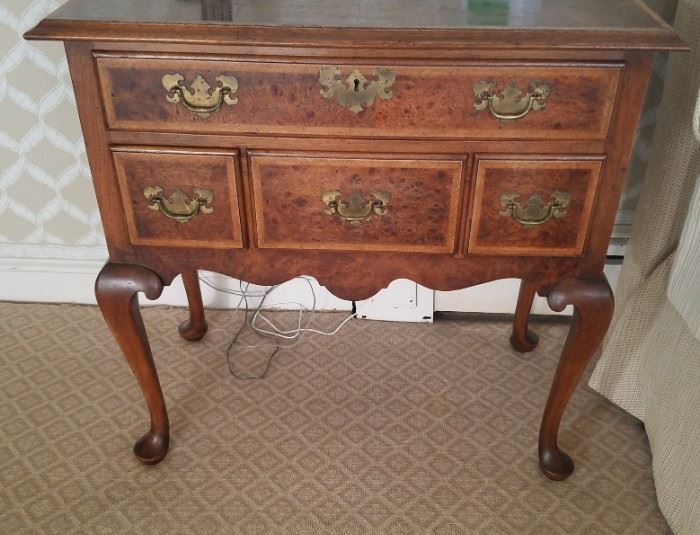 Lowboy with burled drawer fronts 