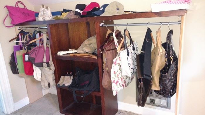 One of several clothing display pieces and purses