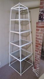 Metal and glass etagere