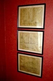 Three prints of drawings of old ships.