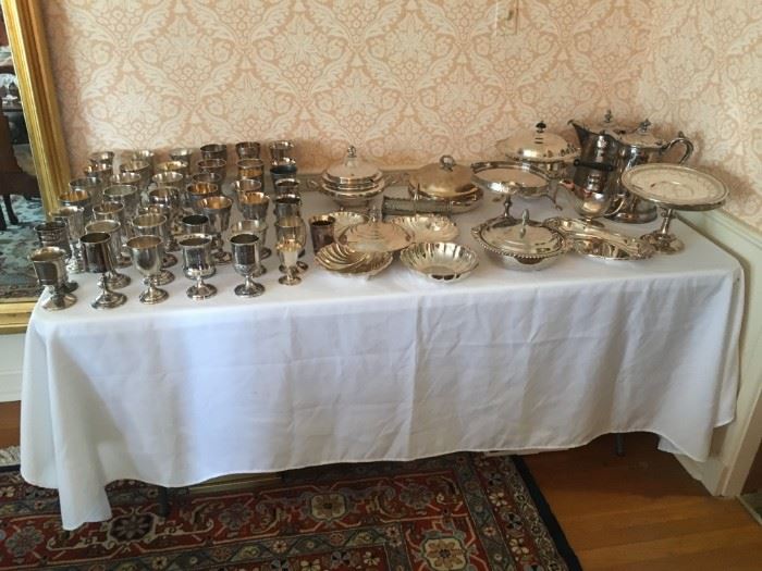 Large selection of Silver Plate Goblets. 