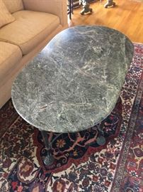Bronze and marble coffee table.