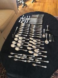 66 Piece Set of Francis First Sterling Flatware and serving pieces.
