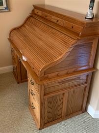 Solid oak roll top desk