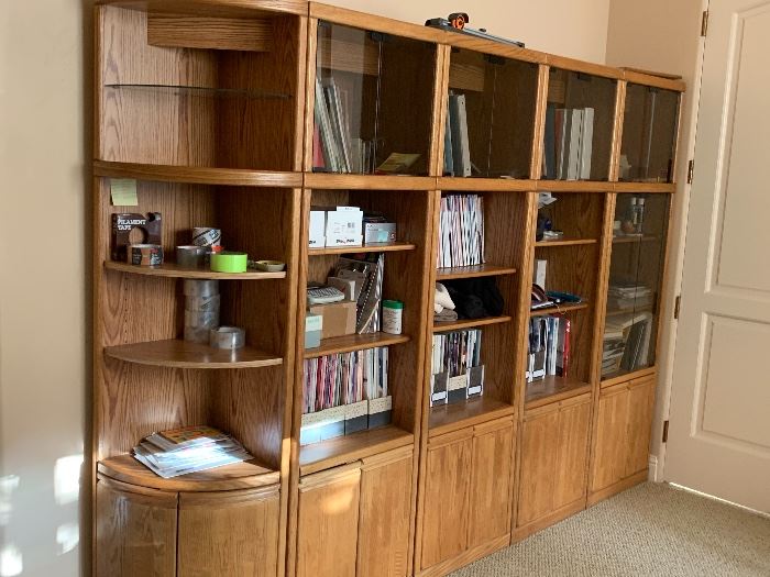 Book shelves, display cabinets