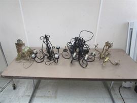 Lot of 4 Metal Chadalier Hanging Light Fixtures