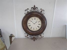 Ornate Wood Clock Roman Numeral Face