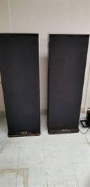 Two Black Floor Standing Speakers