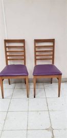Two Wood with Purple Vinyl Seat Chairs