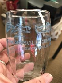 Set of eight super cute vintage drinking glasses; Edwardsville Creamery; Edwardsville, Illinois 