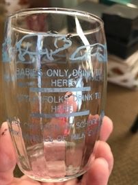 Set of eight super cute vintage drinking glasses; Edwardsville Creamery; Edwardsville, Illinois 