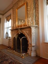 FIREPLACE SCREENS, FENDERS, TOOLS, MIRRORS, BRASS CANDLESTICKS
