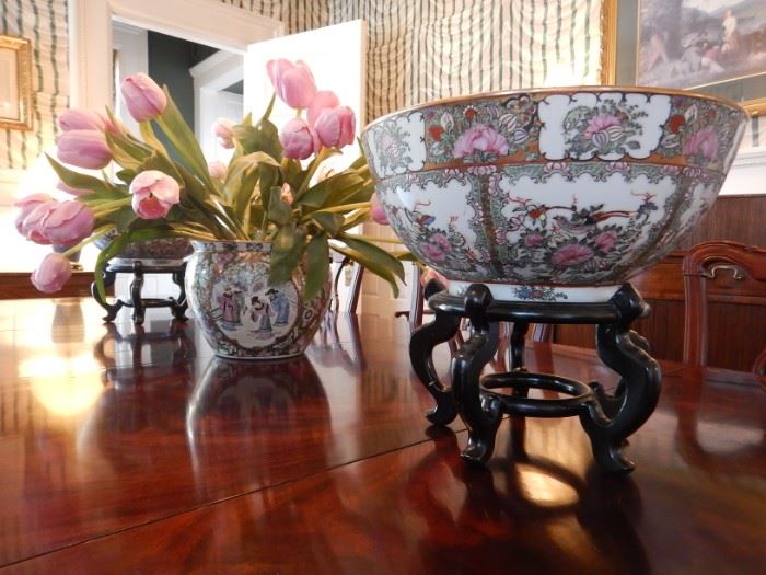 CHINESE BOWLS AND STANDS