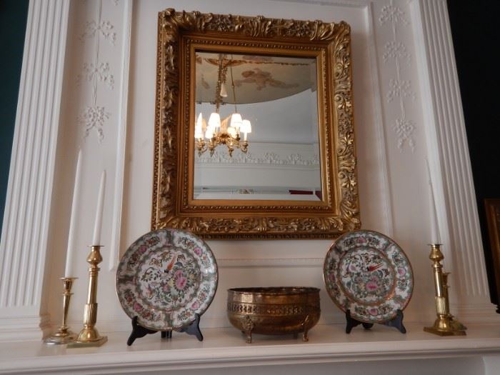 MIRRORS, PORCELAIN AND CANLESTICKS
