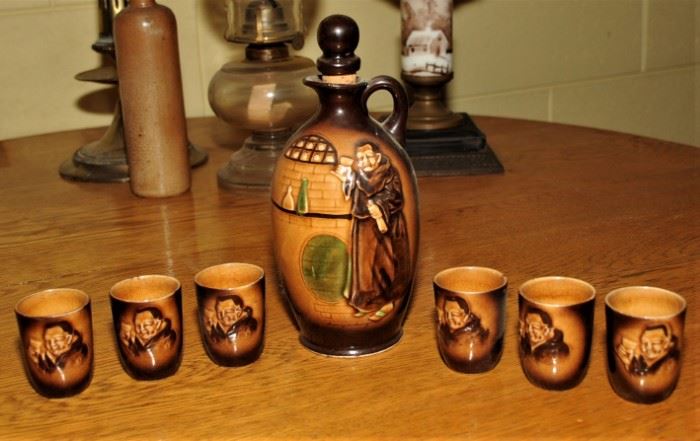 VINTAGE MONK JUG AND MATCHING CUPS
