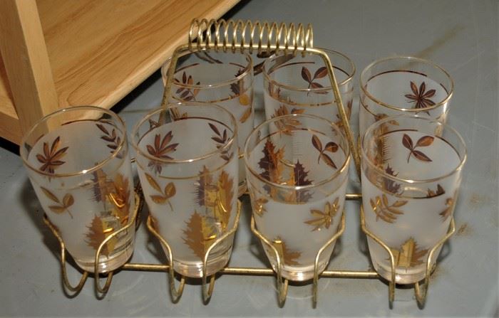 50's TUMBLERS WITH CARING STAND  