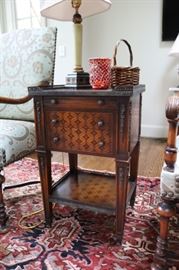 Parquetry Occasional Table with Brass Gallery