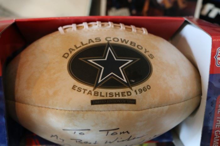 Roger Staubach Signed Football Dallas Cowboys