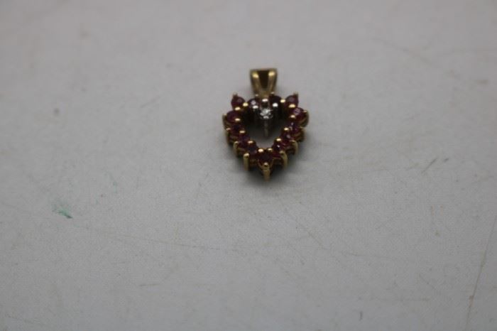 14k Ruby & Emerald Heart Pendant