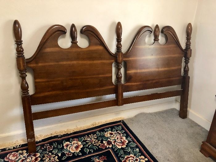 King headboard with matching nightstand and dresser with double mirror