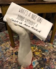 "What's a Nice Girl Doing Without a Drink in Her Hand" Towel