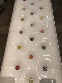 White Vinyl Tufted Multi Colored Button 6' Bench