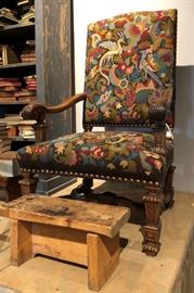 Vintage Needlepoint Belgian Chair 
