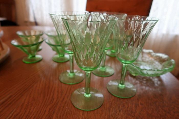 Depression green stemware