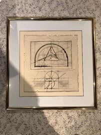 Architectural drawings. Etchings on handmade paper