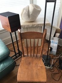 Hardwood chairs, Sculptures, lighting and more