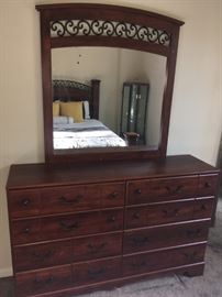 ashley cherry dresser & mirror 