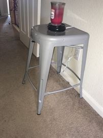 silver metal stool 