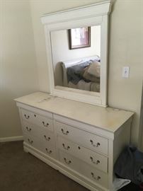 white dresser & mirror 