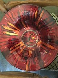 red fusion glass tray