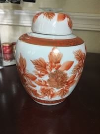 orange & gold leaf ginger jar 